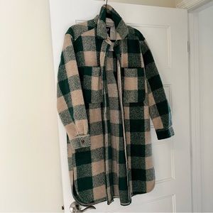 Gap Oversized Wool Blend Shacket Green/Tan